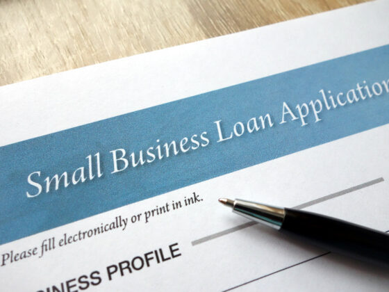 Small business loan application form on desk
